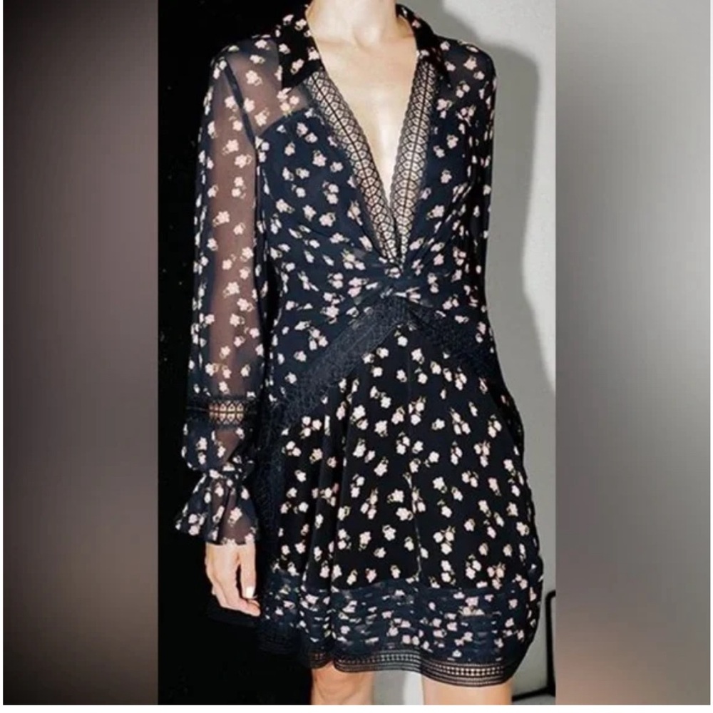 NEW | Self-Portrait | Twist Front Ditsy Mini Dress